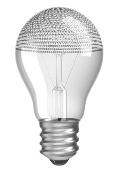 Lightbulb incrusted with diamonds side view over white background