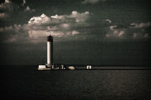 Lighthouse � horror styled photo with grain 