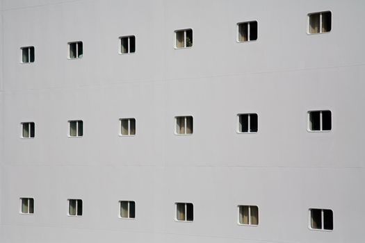 Close-up shot of white cruise ship 