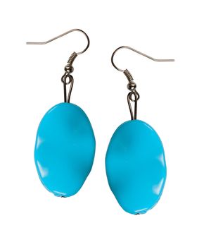 Turquoise earrings in the form of a sea wave handmade  isolated on white