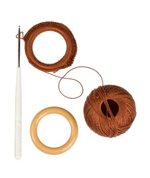 A set of knitting wool isolated on a white background