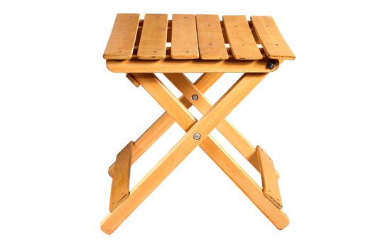 Folding wooden chair on a white background