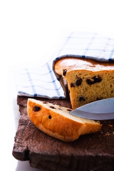 Fresh raisin bread as a studio shot