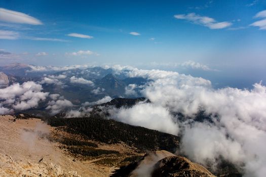 Above the clouds view at Tahtali mountain (Olympus), Turkey 