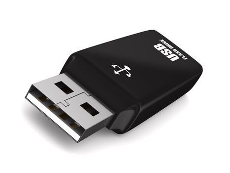 usb flash drive on white background. Isolated 3D image