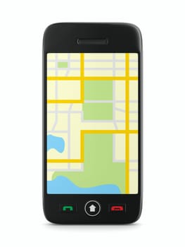 Navigation in phone. Isolated 3D image