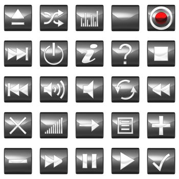 Square Control panel buttons isolated on white