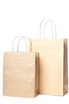 Two paper bags isolated over white background