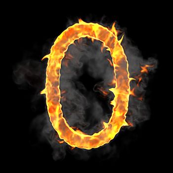 Burning and flame font 0 numeral over black background