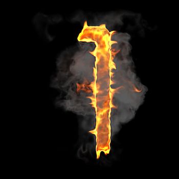 Burning and flame font 1 numeral over black background
