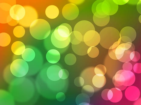 Abstract digital bokeh background with light spheres and colourful gradient