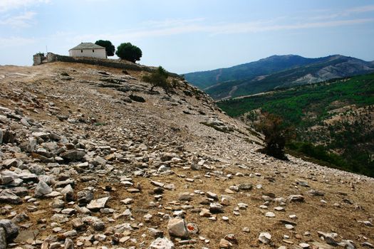 Traditional church in Kastro village, Thassos Island, Greece