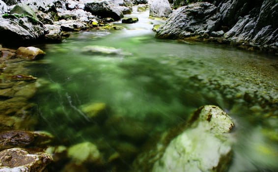 Mountain river flowing, Horezu, Valcea county, Romania