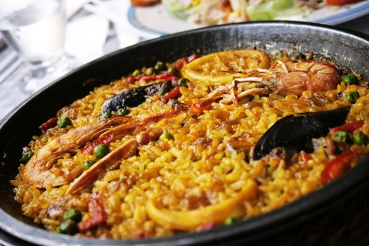 Paellea, traditional spanish dish with rice and sea fruits