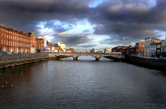 Cityscape with river Lee in Cork city, Ireland