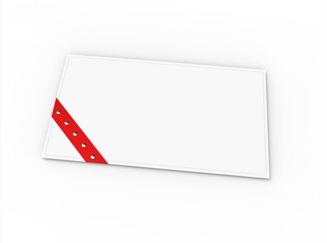 Blank greeting card (for greeting or congratulation) with red ribbon