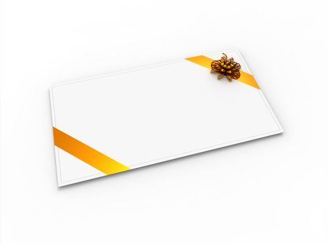 Blank greeting card (for greeting or congratulation) with yellow ribbon and bow