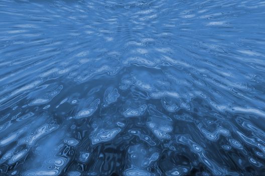 Digital illustration of water surface with reflections, blue color
