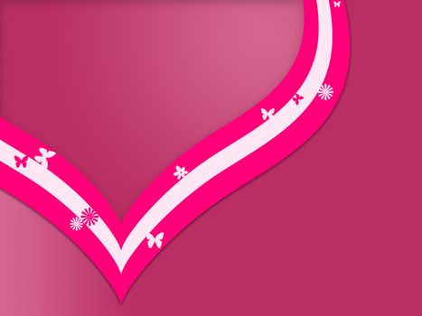 ribbons heart shape on pink gradient background 