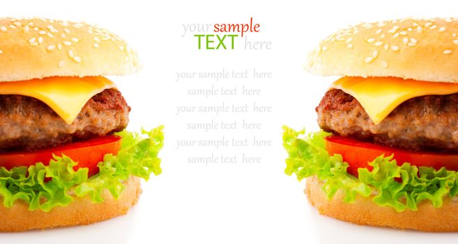 Tasty hamburger on white background