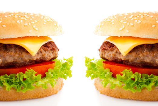 Tasty hamburger on white background