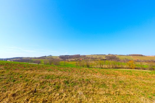 agricultural soil of a field in the springtime