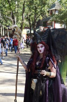 MISSION, TX – OCTOBER 2009: Women performer working at the Texas Renaissance Festival, known as the largest in the state and taken on October 17, 2009 in Mission, Texas.