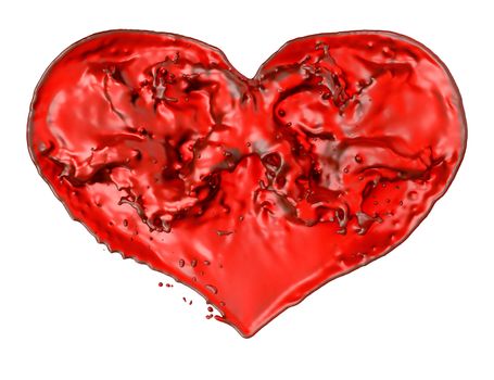 Love and Romance - Red fluid heart shape. Over white background