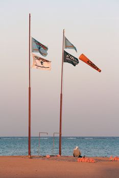Flags on the beach in Egypt