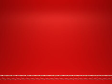 Red horizontal stitched leather background. Large resolution
