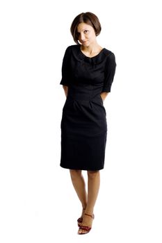 An image of a woman in black dress