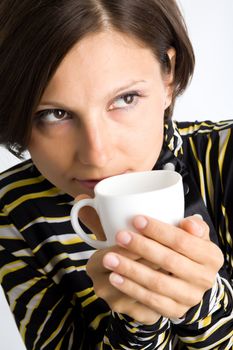 An image of a woman with white cup