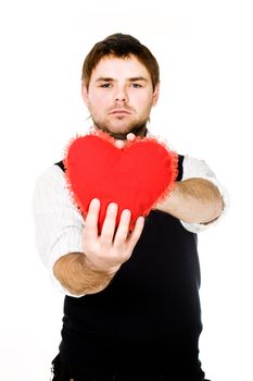 Stock photo: an image of a man with a red heart