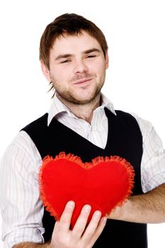 Stock photo: an image of a smiling man with red heart 
