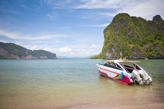 speed boat in tropical sea National Park Thailand