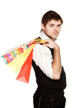 Stock photo: shopping theme: an image of a man with bags