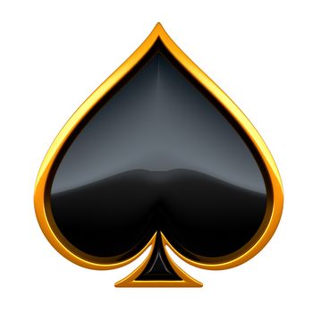 Spades card suits with golden framing isolated over white