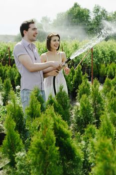 An image of a young couple in the garden