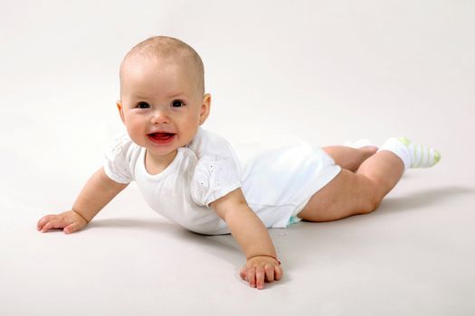 An image of a little baby in studio