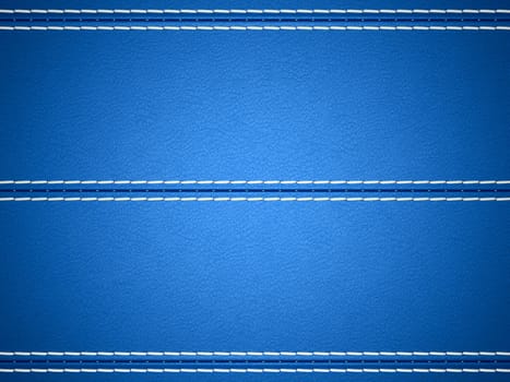 Blue horizontal stitched leather background. Large resolution