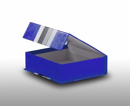 open blue box on white background