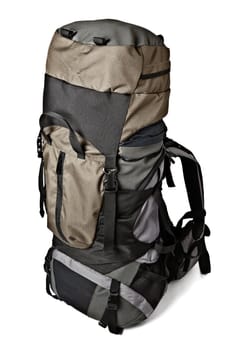 Trekking backpack (rucksack) isolated on white background