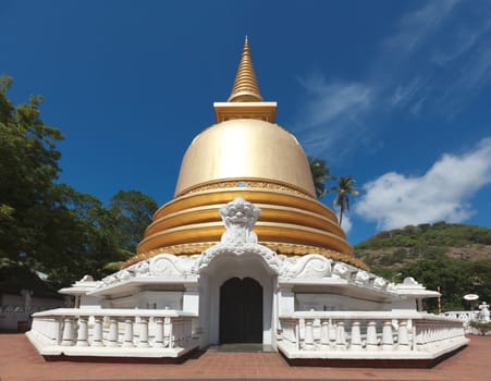 Buddhist dagoba (stupa) close up in Golden Temple, Dambulla, Sri Lanka