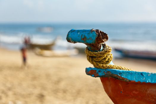 Fishermen's boats on beach in fishing village