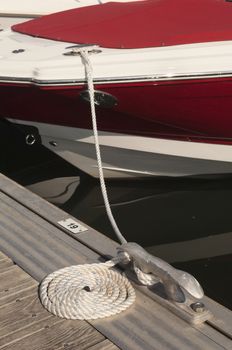 Detail of a floating dock with mooring bitts