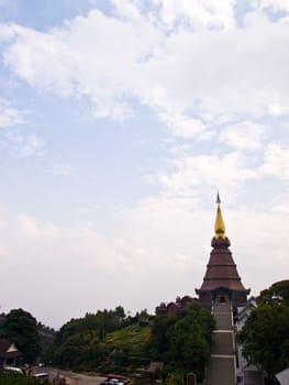 Phra Mahathat Noppha methanidon stupa temple on Doi Intanon mountain, Chiang Mai, Thailand.
