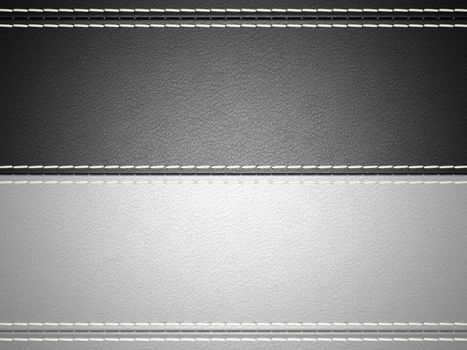 Black and grey horizontal stitched leather background. Large resolution