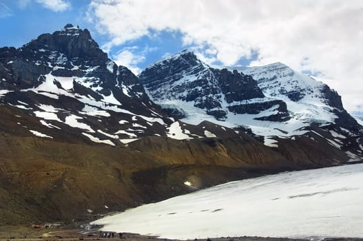 ascent to the top of the snowy peaks of the Canadian Rockies