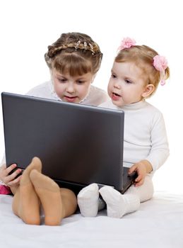 Stock photo: an image of happy children with laptop