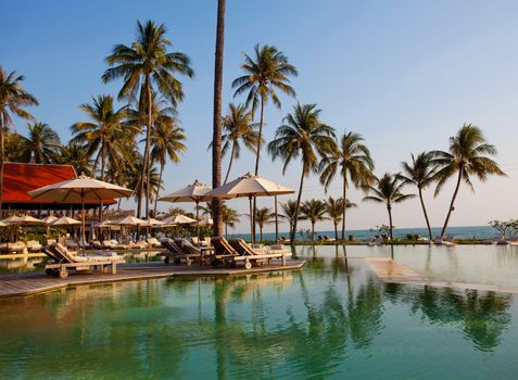 Swimming pool on the beach in Thailand